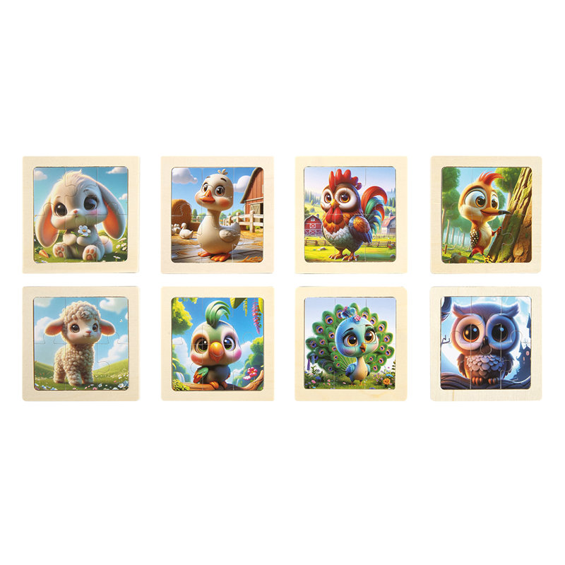Wooden Toddler Cartoon Animals Cognitive Jigsaw Puzzle Set
