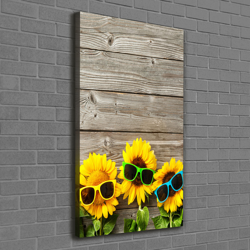 Sunflowers Glasses - Wrapped Canvas Print
