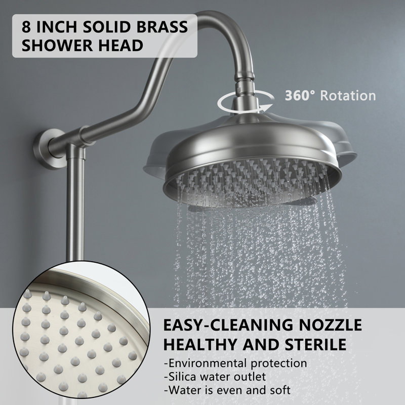 Brushed Nickel Dual Rain and Handheld Shower System