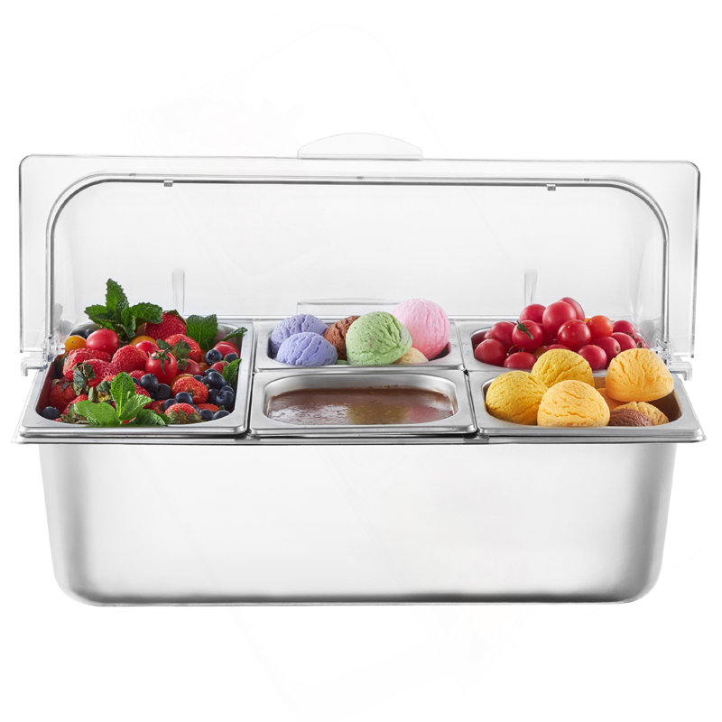 Distributeur de condiments pour comptoir 5 plats avec couvercle