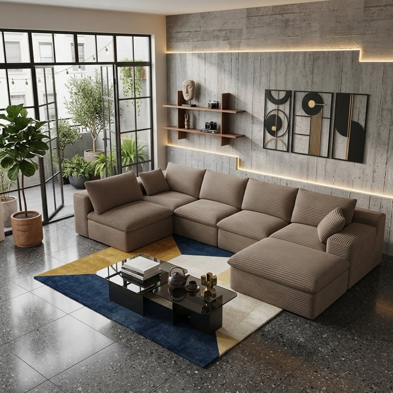 Canapé modulaire 135,4 po Cloud Couch, Camel