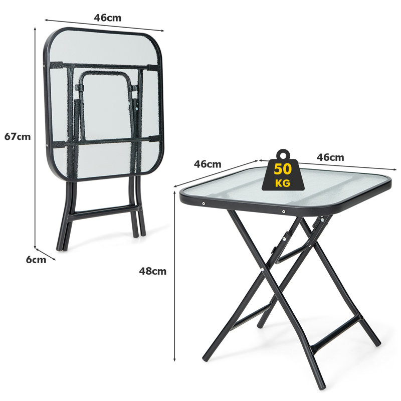 Knovah Square Folding Outdoor Bistro Table , 46cm cm W 46cm cm D