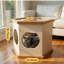 Table de bout hexagonale en bois massif avec plateau en verre trempé, meubles d'appoint pour chat pour animaux de compagnie