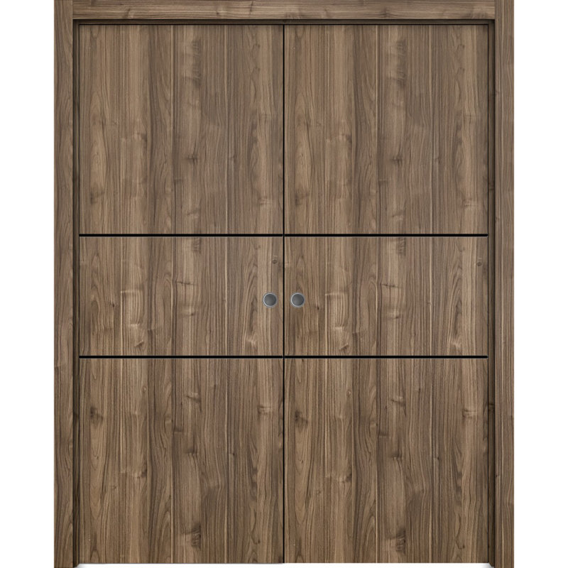 Portes françaises en bois massif massif, Noyer, 64 po x 80 po