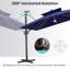 Parasol rectangulaire en porte-à-faux à DEL 12 pi x 9 pi avec base lestée-202772934