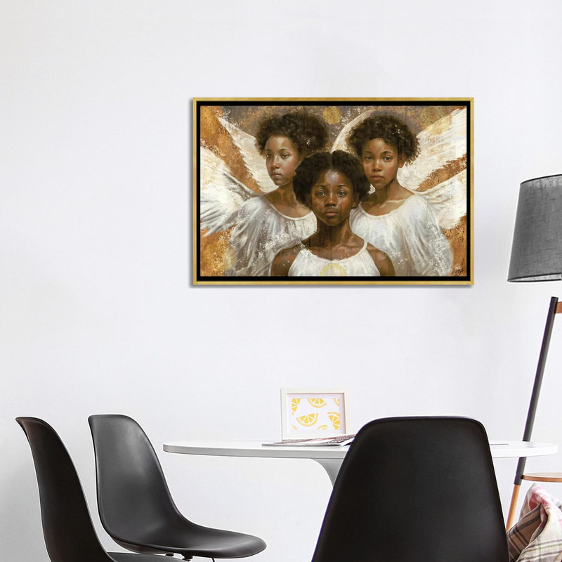 «Little Angels», reproduction d'art sur toile encadrée, H 26 po x l 40 po, Impression encadrée sans passe-partout, Doré