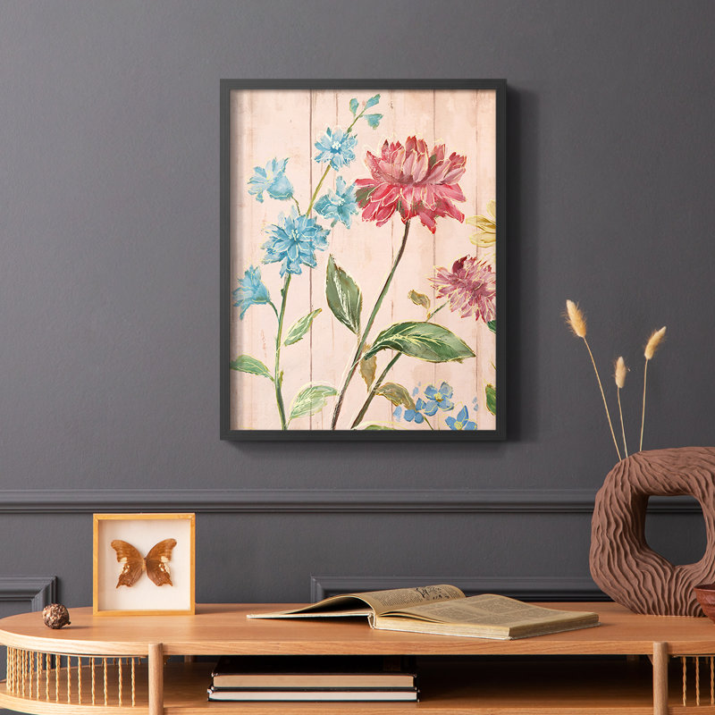 «Wildflower Flutter I», reproduction encadrée - bois massif, Noir, H 20 po x l 16 po
