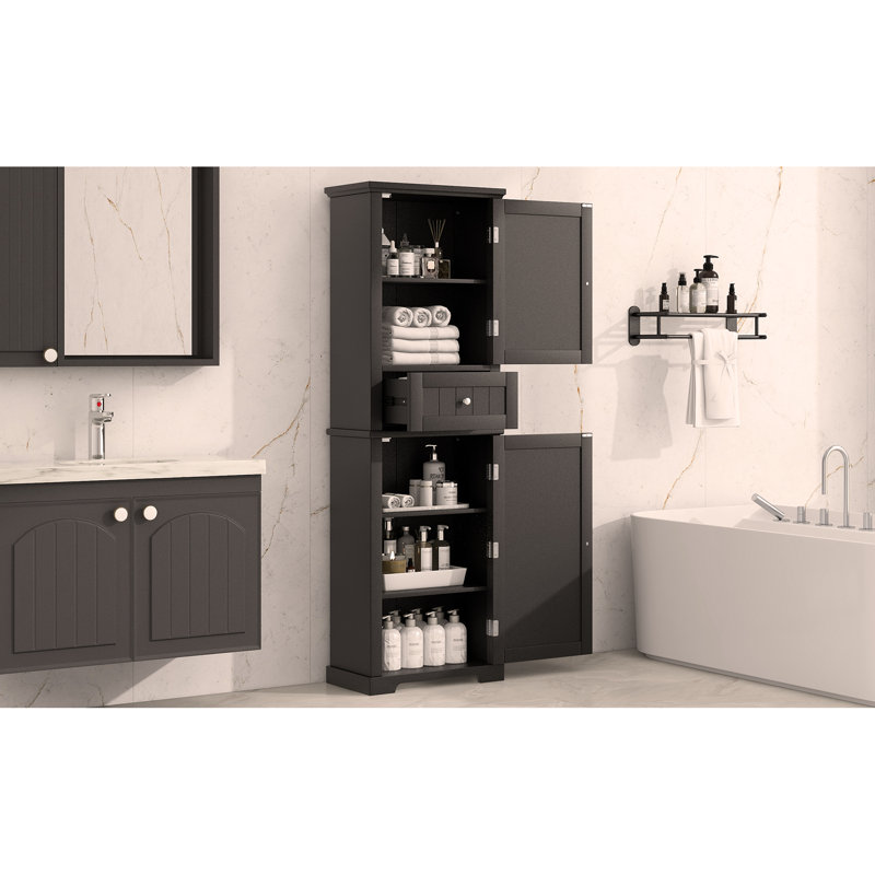 Ahsanul Freestanding Bathroom Cabinet, Black