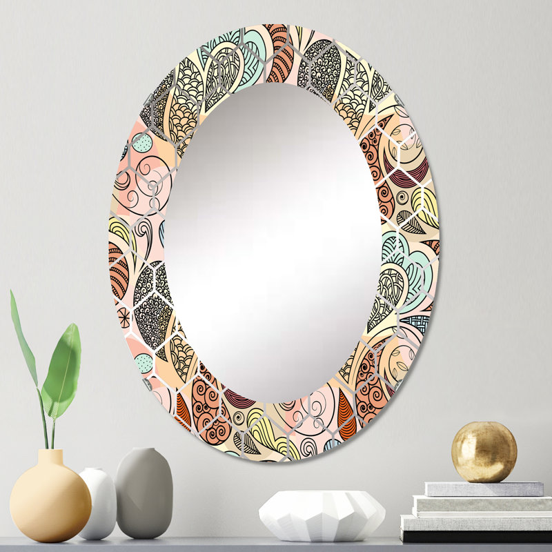 Miroir mural rose, bleu et orange, 30 po x 20 po