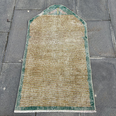 Handcrafted Antique Turkish Rug with Vibrant Ethnic Bohemian Design for Small Spaces
