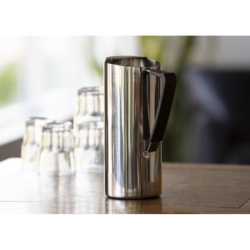 Slim Stainless Steel Double Wall Pitcher with Ice Guard