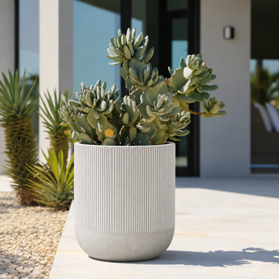 Jardinière Kute Nest à rayons côtelés en fibre de pierre - Gris givré