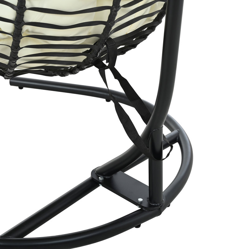 Chaise hamac suspendue d'intérieur pour l'extérieur avec support, Beige, Noir