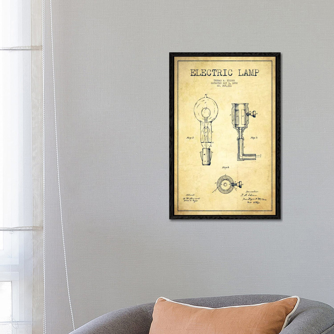 Electric Lamp Vintage Patent Blueprint by Aged Pixel - Gallery-Wrapped Canvas Giclée on Canvas