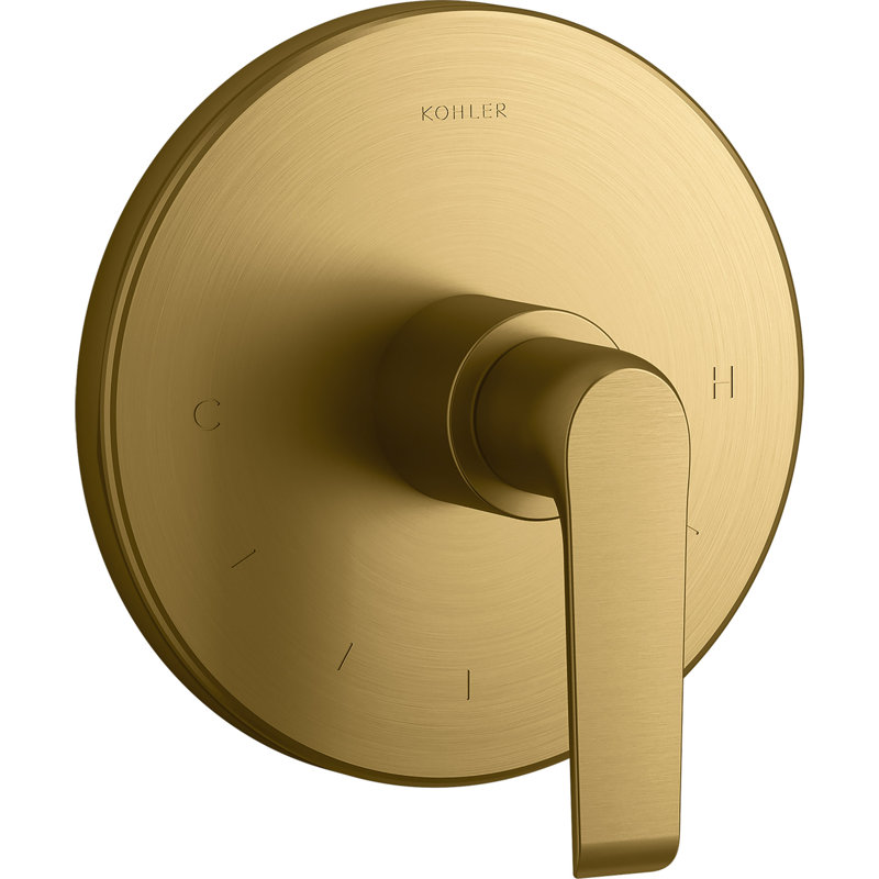 Avid Thermostatic Valve Trim With Lever Handle, Vibrant Brushed Moderne Brass
