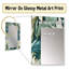 Rêve de jardin cachemire vert et blanc Clysta - miroir mural damassé, miroir décoratif bohème, impression d'art en métal-81587502