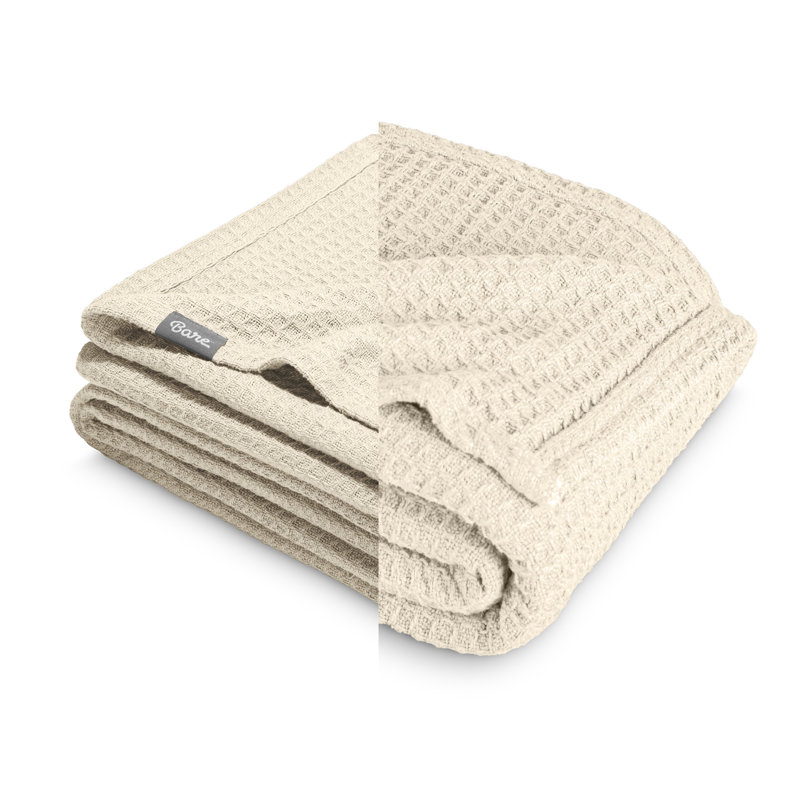 Couverture en coton gaufré, Lit simple, Oyster