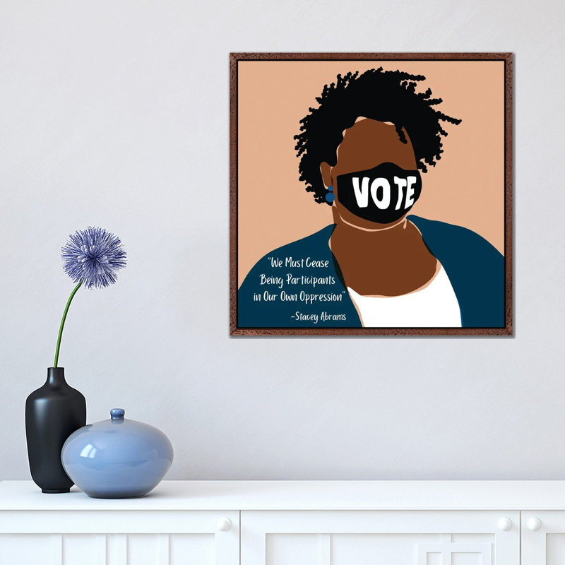 Stacey Abrams - Print on Canvas, Classic Brown Wood Framed, 45.72 cm H x 45.72 cm W