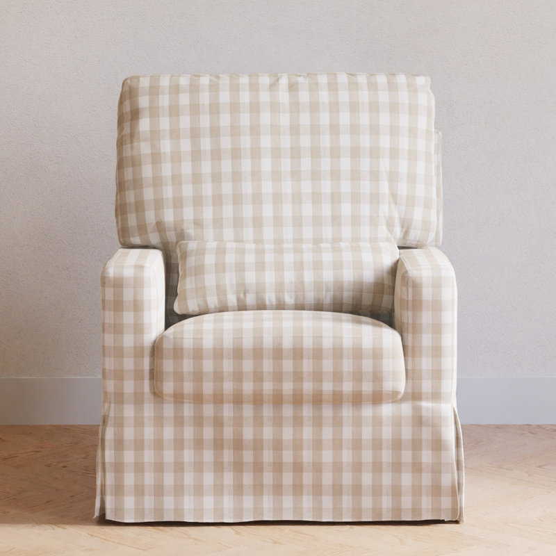 Crawford Pillowback Comfort Swivel Glider, Tan Gingham Livesmart®