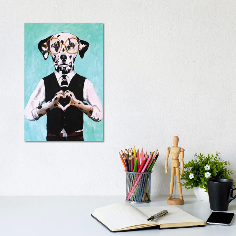 Dalmatian With Finger Heart by Coco De Paris - Wrapped Canvas Print, 20.32 cm H x 30.48 cm W