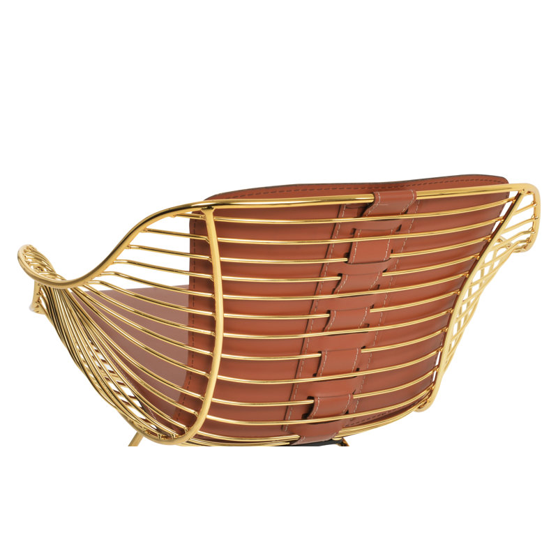 Fauteuil Zebra en or, Similicuir cannelle