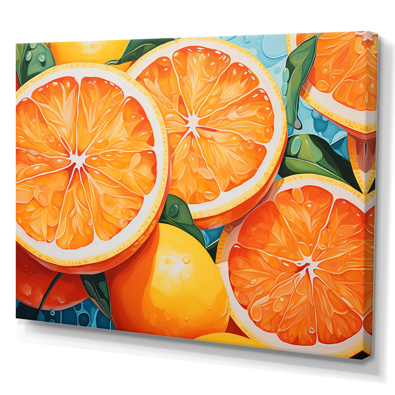 Art mural jaune jaune orange avec agrumes II - fruits, H 16 po x l 32 po x P 1 po