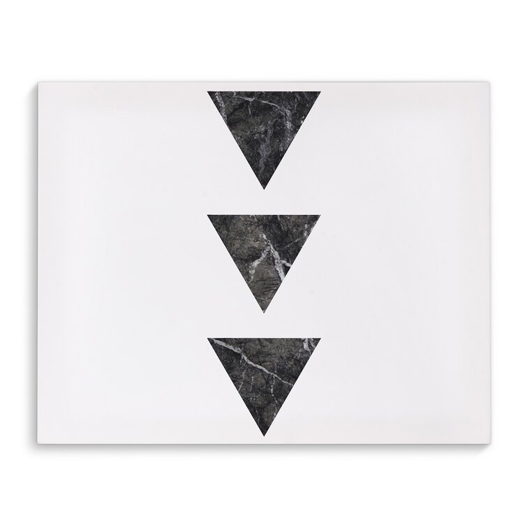 Charcoal Marble Three Triangles - Wrapped Canvas Graphic Art Print