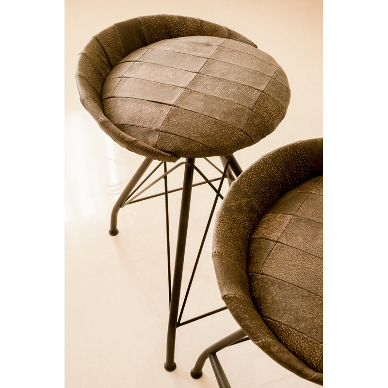 Swivel Upholstered Counter Stool with Metal Frame, Black