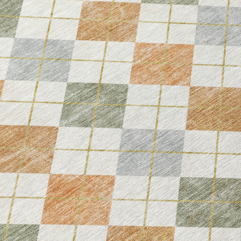 Machine Washable Indoor/Outdoor Jusino ACN2238 Geometric Rug, Rectangle 10 pi x 14 pi