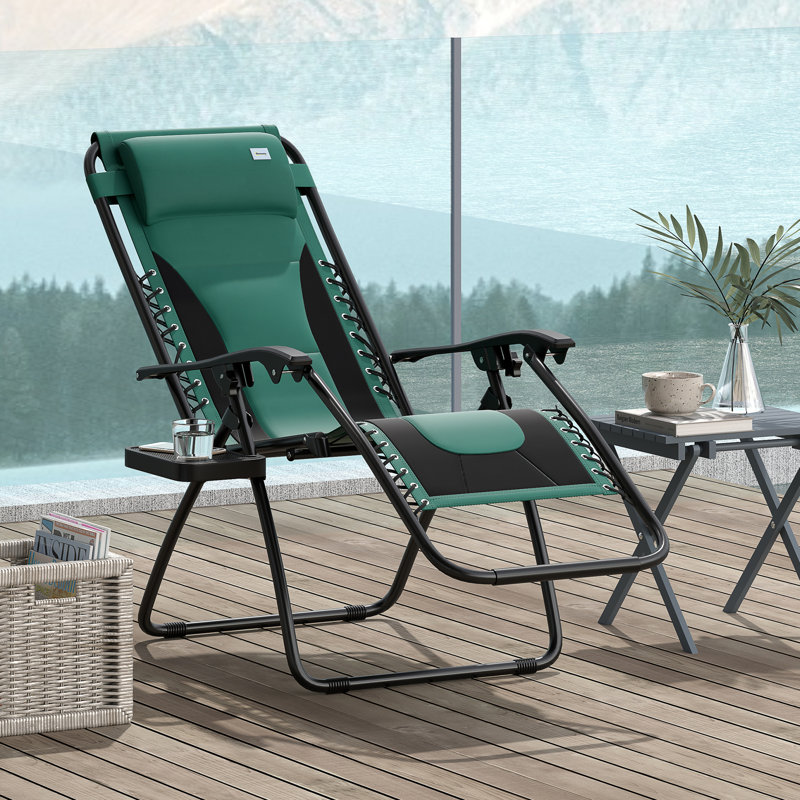 Outdoor Lounge Chair, Green/Black