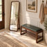 Ensemble de vestibule 2 pièces avec miroir de plancher pleine longueur et banc de rangement rembourré pour chaussures