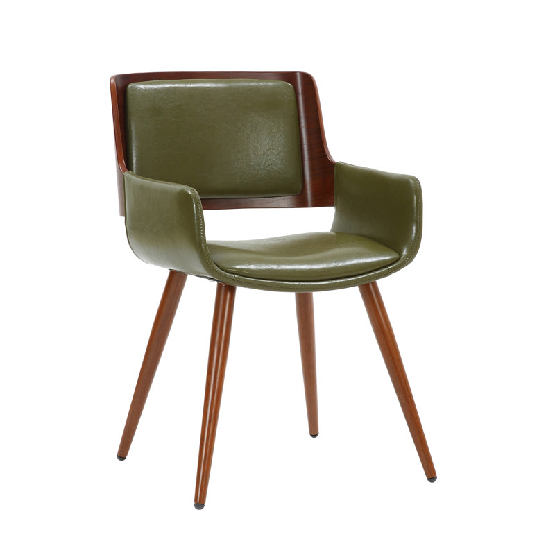 Nunda Faux Leather Mid-Century Dining Chair, Olive Green