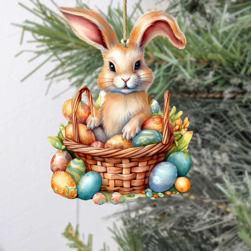 Easter Bunny Wooden Ornaments By G. Debrekht