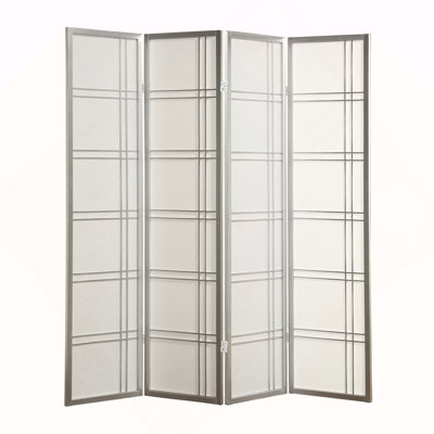 Seto 4-Panel Room Divider Screen, Silver