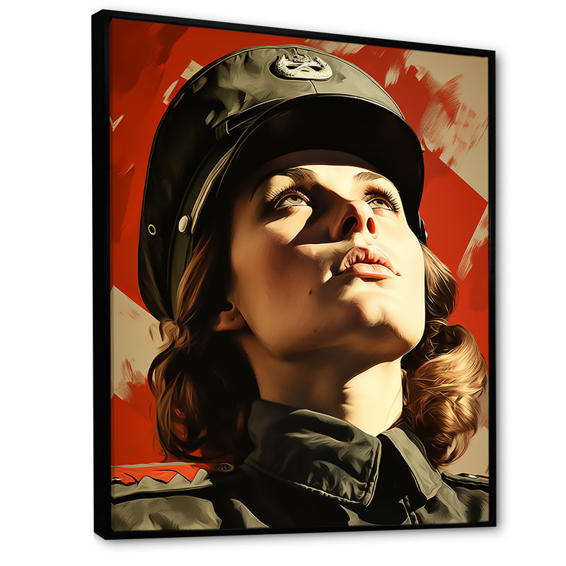War Propaganda - Military Wall Art, 40" H x 30" W x 1.5" D, Black Floater Framed