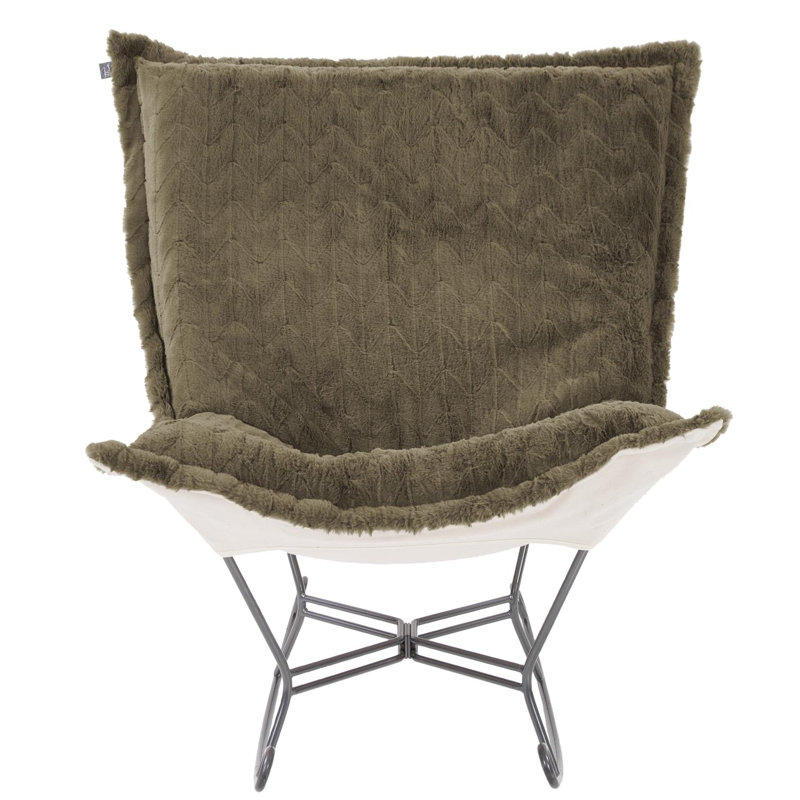 Scroll Puff Rocker Angora Moss, Mousse