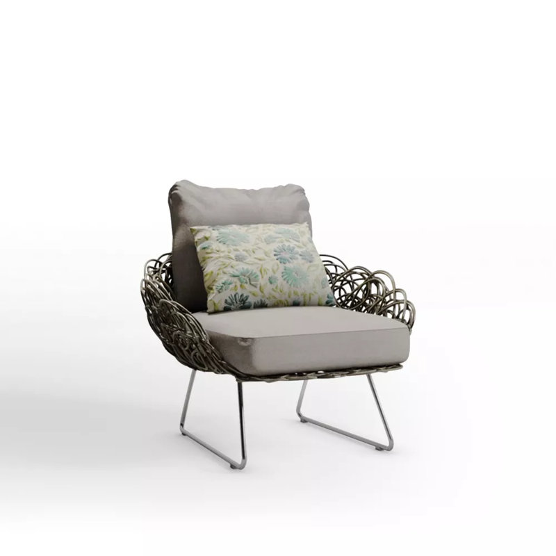 Noodle Outdoor Lounge Chair, Canvas Taupe/Violetta Baltic, Bronze