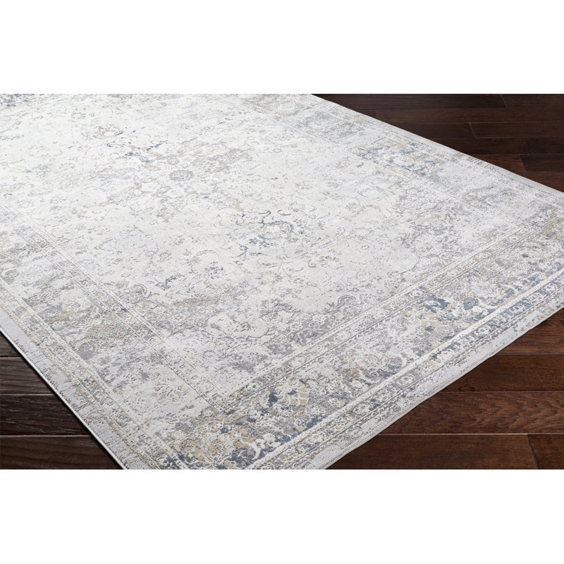 Amoll Abstract Ivory/Gray Area Rug, Rectangle 10' x 14'