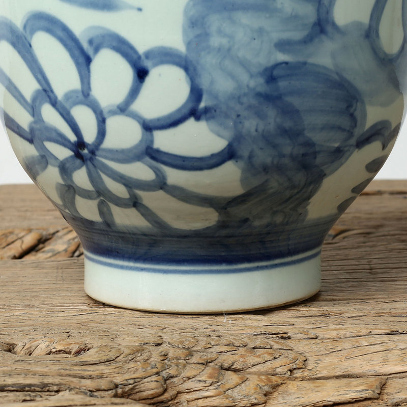 Environ 10 po de haut vase bleu avec tournesol