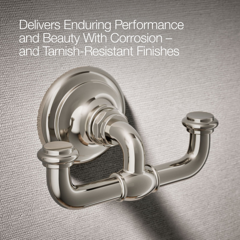 Artifacts® Double Wall Mounted Robe Hook, Vibrant Polished Nickel