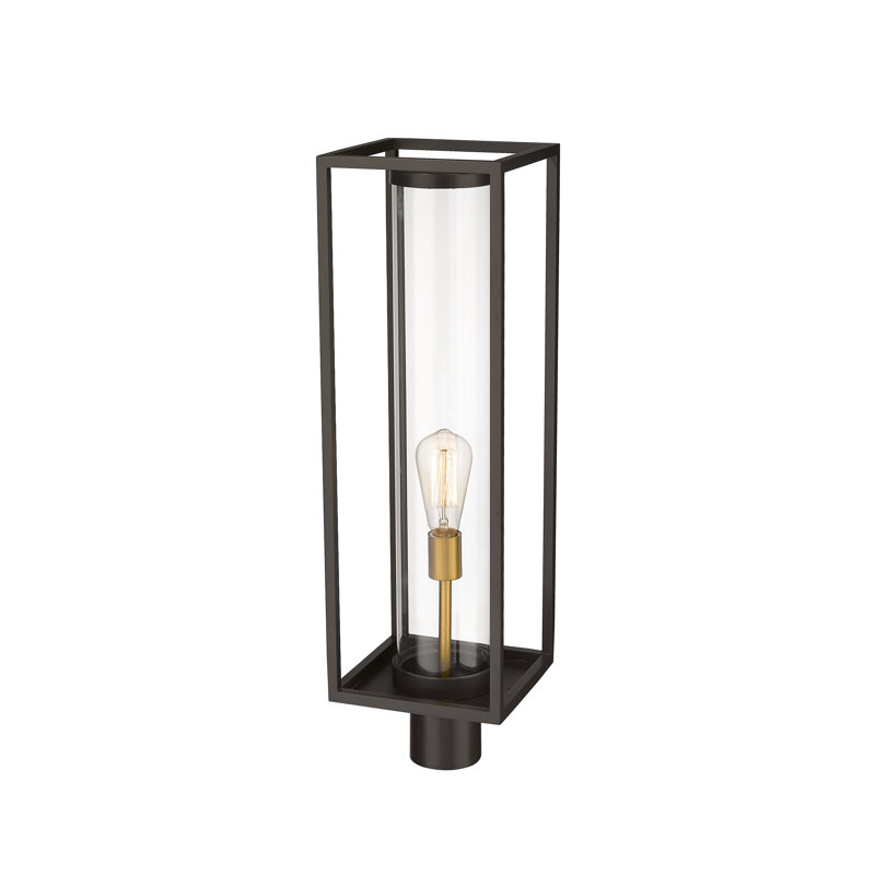 Bello Transparent Lantern Head, 27.75" H x 8" W x 8" D, Gold/Black