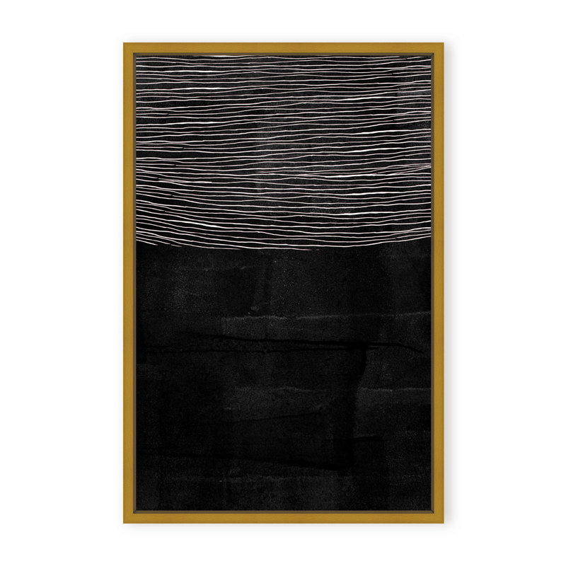 Abstract Blackened Line by  - Picture Frame Painting on Paper, 24" H x 16" W x 1.125" D, Framed Matted Print, Black