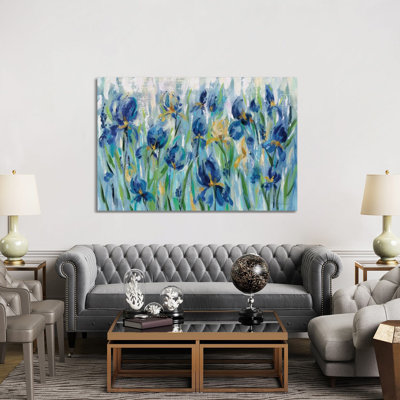 Iris Flower Bed by Silvia Vassileva - Wrapped Canvas Painting