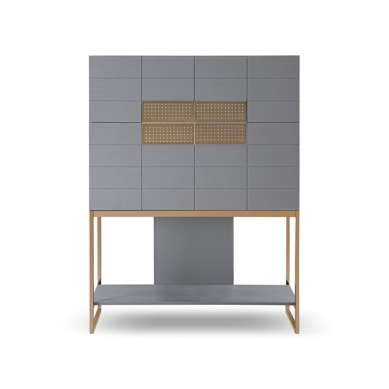 Gunver Metal Base Secretary Desk, Bronze, Grey