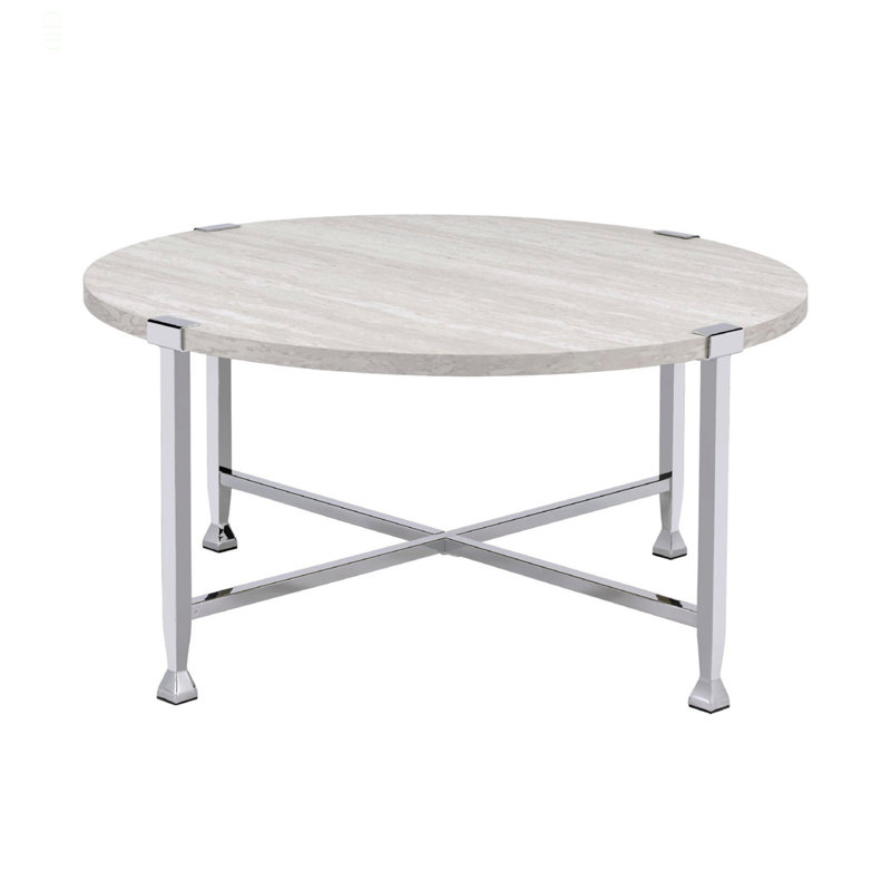 Table basse ronde avec cadre en métal