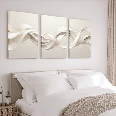 Abstrait art abstrait sur toile tendue sur toile, ensemble de 3 reproductions de peinture à l'huile pour salon