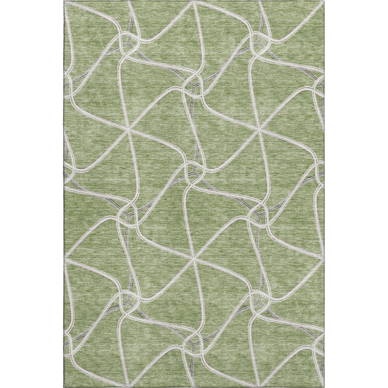 Premium Machine Washable Prisco Aloe Rug, Rectangle 10' x 14'