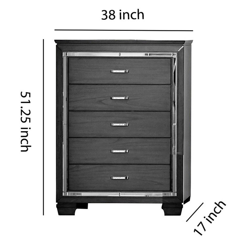 38'' W 5 - Drawer Dresser, Grey