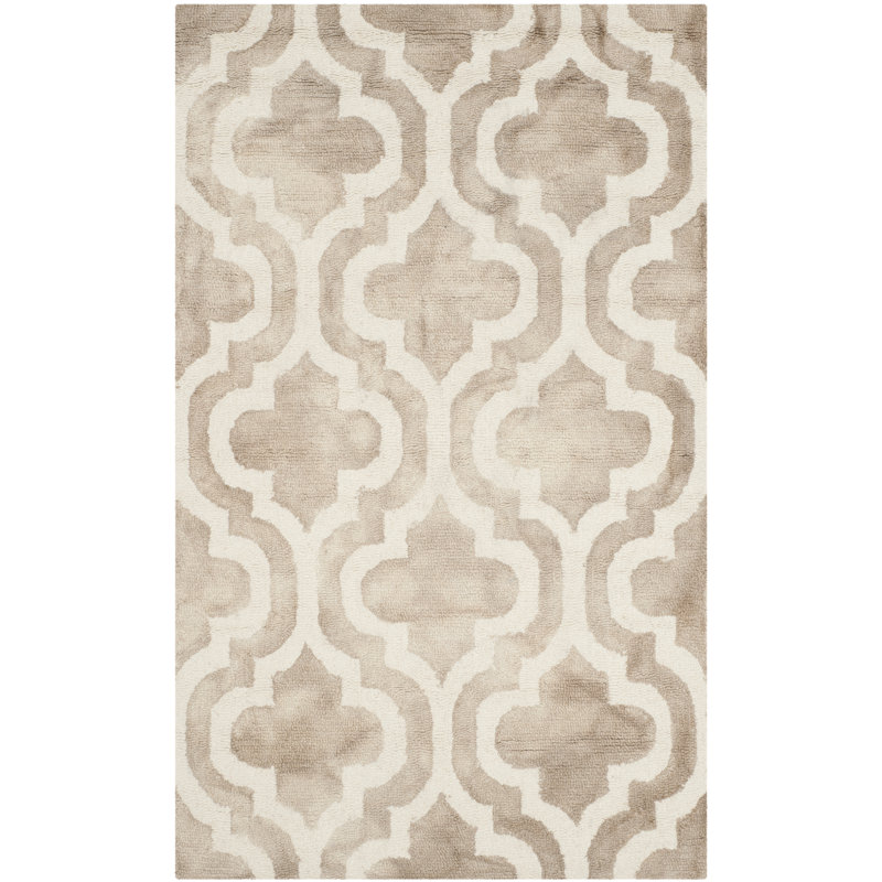Defranco Hand Tufted Wool Geometric Rug, Rectangle 3' x 5'