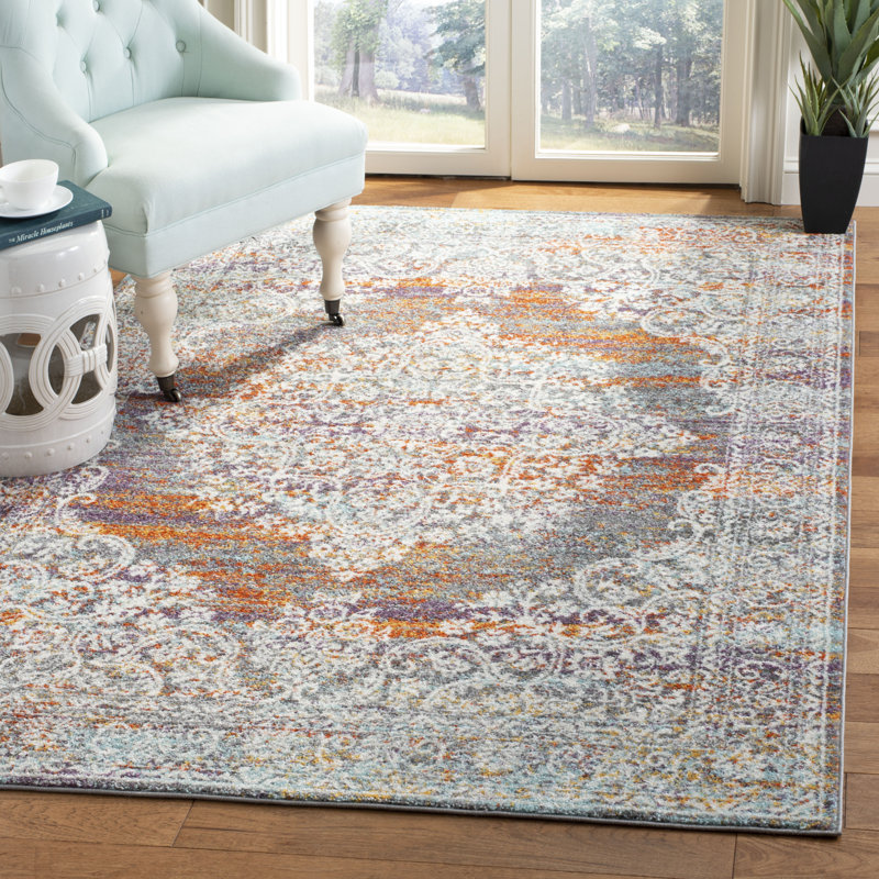 Tapis oriental gris / rouille Felty, Rectangulaire 3 pi x 5 pi